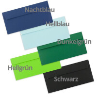 150 Brief-Umschläge DIN Lang - Farbenmix-Paket 1 - 100 g/m² - 11 x 22 cm - sehr formstabil - Haftklebung - Qualitätsmarke: FarbenFroh by GUSTAV NEUSER