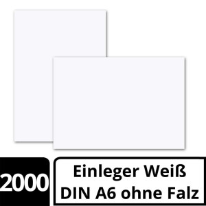 2000x einfaches Einlege-Papier für A6 Faltkarten - hochweiß - 102 x 146 mm - ohne Falz -  hochwertig mattes Papier von GUSTAV NEUSER