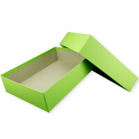 Hochwertige Aufbewahrungs- und Geschenkboxen - 2 Stück - DIN A4 - Hellgrün (Grün) bezogen - 302 x 213 x 70 mm