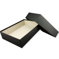 Hochwertige Aufbewahrungs- und Geschenkboxen - 30 Stück - DIN A4 - Schwarz bezogen - 302 x 213 x 70 mm