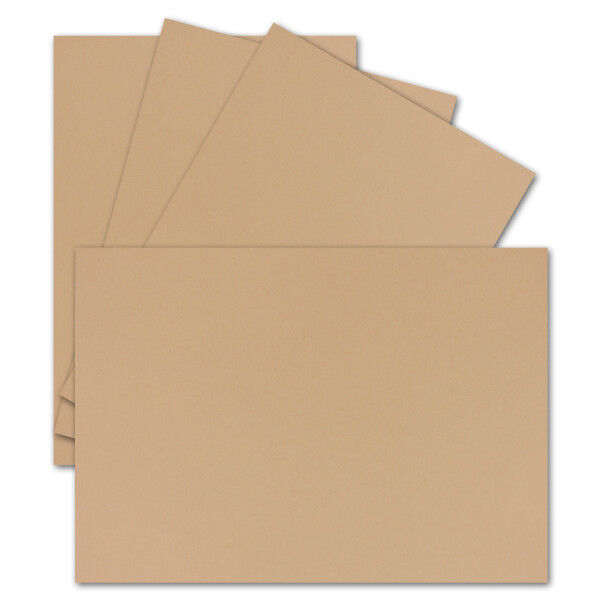 25 Einzel-Karten DIN A6 - 10,5 x 14,8 cm - 240 g/m² - Karamell-Braun - Ton-Papier Qualität, Bastel-Karten - Bastelkarton - blanko Postkarten
