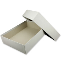 Hochwertige Aufbewahrungs- und Geschenkboxen - 2 Stück - DIN A4 - Hellgrau (Grau) bezogen - 302 x 213 x 70 mm