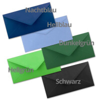50 Brief-Umschläge Farbenmix-Paket 1 DIN Lang - 110 x 220 mm (11 x 22 cm) - Nassklebung ohne Fenster - Ideal für Einladungs-Karten - Serie FarbenFroh