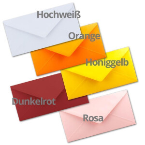200 Brief-Umschläge Farbenmix-Paket 1 DIN Lang - 110 x 220 mm (11 x 22 cm) - Nassklebung ohne Fenster - Ideal für Einladungs-Karten - Serie FarbenFroh