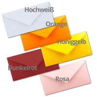 400 Brief-Umschläge Farbenmix-Paket 1 DIN Lang - 110 x 220 mm (11 x 22 cm) - Nassklebung ohne Fenster - Ideal für Einladungs-Karten - Serie FarbenFroh