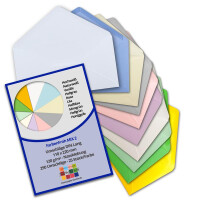 250 Brief-Umschläge Farbenmix-Paket 2 DIN Lang - 110 x 220 mm (11 x 22 cm) - Nassklebung ohne Fenster - Ideal für Einladungs-Karten - Serie FarbenFroh