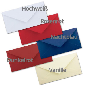 50 Brief-Umschläge Farbenmix-Paket 3 DIN Lang - 110 x 220 mm (11 x 22 cm) - Nassklebung ohne Fenster - Ideal für Einladungs-Karten - Serie FarbenFroh
