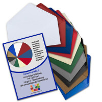 200 Brief-Umschläge Farbenmix-Paket 3 DIN Lang - 110 x 220 mm (11 x 22 cm) - Nassklebung ohne Fenster - Ideal für Einladungs-Karten - Serie FarbenFroh