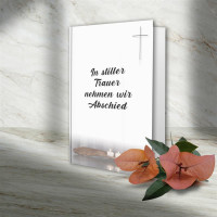 400 x Trauerkarte DIN A6 Motiv Kerzen auf Holz - mit Kreuz - 10,5 x 14,8 cm - Doppelkarte bedruckbar - Kondolenzkarten für Danksagung, Einladung, Anzeige Trauer