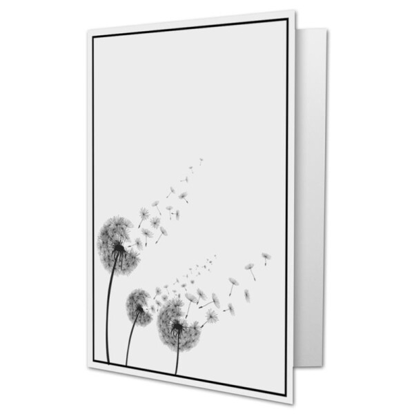 Trauerkarte Mit Pusteblume – Stilvolle Anteilnahme-Karte In Schwarz-Weiß