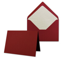 25 x Kartenpaket mit gefütterten Brief-Umschlägen - gerippt - DIN B6 - Dunkelrot - 12 x 17 cm - Nassklebung - NEUSER PAPIER