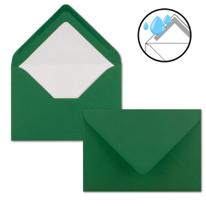 25 x Kartenpaket mit gefütterten Brief-Umschlägen - gerippt - DIN B6 - Dunkelgrün - 12 x 17 cm - Nassklebung - NEUSER PAPIER