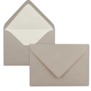 25 x Kartenpaket mit gefütterten Brief-Umschlägen - gerippt - DIN B6 - Taupe - 12 x 17 cm - Nassklebung - NEUSER PAPIER
