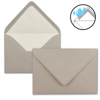 25 x Kartenpaket mit gefütterten Brief-Umschlägen - gerippt - DIN B6 - Taupe - 12 x 17 cm - Nassklebung - NEUSER PAPIER