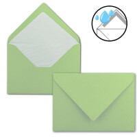 50 x Kartenpaket mit gefütterten Brief-Umschlägen - gerippt - DIN B6 - Mint - 12 x 17 cm - Nassklebung - NEUSER PAPIER