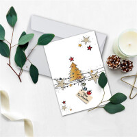 20x Weihnachtskarten-Set DIN A6 in Weiß mit Weihnachts