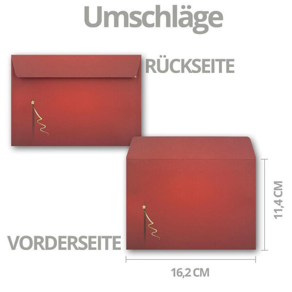 6 Traditionelle Weihnachtskarten Von Ling Design, Rot, A6 – Mit Umschlägen, Für Weihnachten & Neujahr