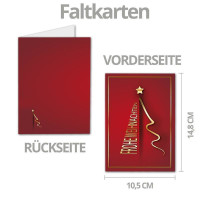 20x Weihnachtskarten-Set DIN A6 in Rot mit goldenem Weihnachtsbaum - Faltkarten mit passenden Umschlägen - Modern - Weihnachtsgrüße für Firmen und Privat