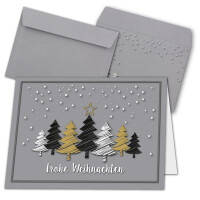 20x Weihnachtskarten-Set DIN A6 in Grau mit Weihnachtsb&auml