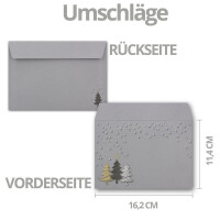20x Weihnachtskarten-Set DIN A6 in Grau mit Weihnachtsb&auml