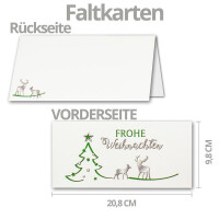 10x Weihnachtskarten-Set DIN Lang in Weiß mit grü