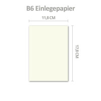 100x einfaches Einlege-Papier für B6 Faltkarten - cremeweiß - 118 x 178 mm - ohne Falz - hochwertig mattes Papier von GUSTAV NEUSER