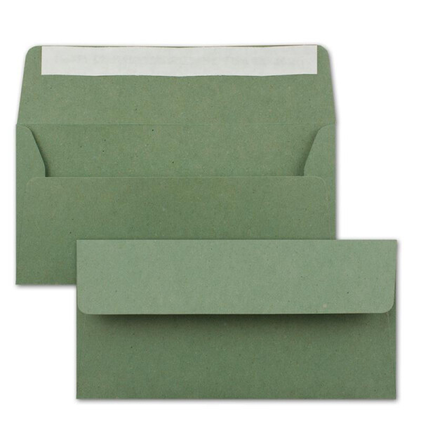 150x Kraftpapier-Umschläge DIN Lang - Grün - Haftklebung 11 x 22 cm - Brief-Umschläge aus Recycling-Papier - Vintage Kuverts von NEUSER PAPIER