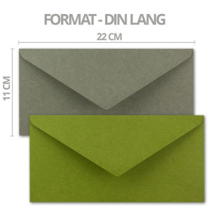25x Brief-Umschläge Farbenmix-Paket DIN Lang - 110 x 220 mm (11 x 22 cm) - Nassklebung - Vintage Kraftpapier Natur-Papier Kuverts - Ideal für Einladungs-Karten