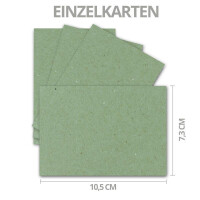 25x Stück Karte-Umschlag-Set Kraftpapier-Einzel-Karten - Din A7 - 10,5 x 7,3 cm - 240 g/m² - Grün - mit Brief-Umschlägen C7 - Nassklebung