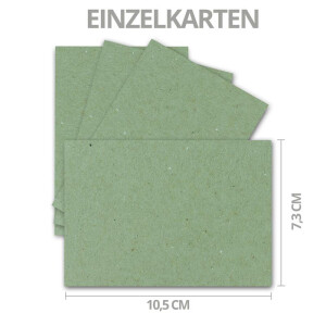 50x Stück Karte-Umschlag-Set Kraftpapier-Einzel-Karten - Din A7 - 10,5 x 7,3 cm - 240 g/m² - Grün - mit Brief-Umschlägen C7 - Nassklebung