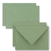 50x Stück Karte-Umschlag-Set Kraftpapier-Einzel-Karten - Din A7 - 10,5 x 7,3 cm - 240 g/m² - Grün - mit Brief-Umschlägen C7 - Nassklebung