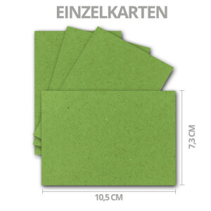 75x Stück Karte-Umschlag-Set Kraftpapier-Einzel-Karten - Din A7 - 10,5 x 7,3 cm - 240 g/m² - Hellgrün - mit Brief-Umschlägen C7 - Nassklebung