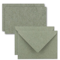 75x Stück Karte-Umschlag-Set Kraftpapier-Einzel-Karten - Din A7 - 10,5 x 7,3 cm - 240 g/m² - Grau - mit Brief-Umschlägen C7 - Nassklebung