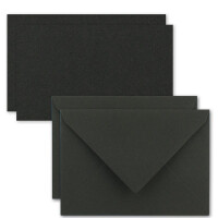 25x Stück Karte-Umschlag-Set Kraftpapier-Einzel-Karten - Din A7 - 10,5 x 7,3 cm - 240 g/m² - Schwarz - mit Brief-Umschlägen C7 - Nassklebung