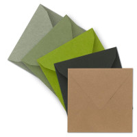 25x Brief-Umschläge Farbenmix-Paket quadratisch - 155 x 155 mm (15,5 x 15,5 cm) - Nassklebung - Vintage Kraftpapier Natur-Papier Kuverts - Ideal für Einladungs-Karten