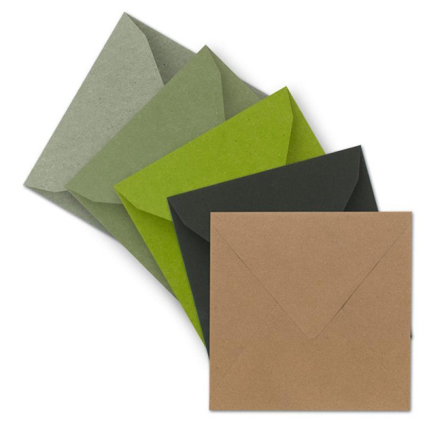 500x Brief-Umschläge Farbenmix-Paket quadratisch - 155 x 155 mm (15,5 x 15,5 cm) - Nassklebung - Vintage Kraftpapier Natur-Papier Kuverts - Ideal für Einladungs-Karten