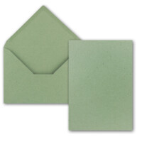 25 Stück Karte mit Umschlag Set - Einzel-Karten Din A5 - 14,8 x 21 cm Kraftpapier Grün mit Umschlägen Din C5 - 15,7 x 22,5 cm - Nassklebung