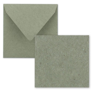 Quadratisches Einzelkarten-Set - 15 x 15 cm - mit Brief-Umschlägen - Kraftpapier Grau - 25 Stück - für Grußkarten & mehr - FarbenFroh by GUSTAV NEUSER