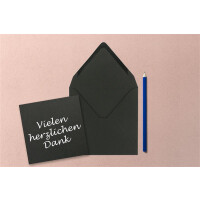Quadratisches Einzelkarten-Set - 15 x 15 cm - mit Brief-Umschlägen - Kraftpapier Schwarz - 50 Stück - für Grußkarten & mehr - FarbenFroh by GUSTAV NEUSER