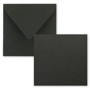 Quadratisches Einzelkarten-Set - 15 x 15 cm - mit Brief-Umschlägen - Kraftpapier Schwarz - 200 Stück - für Grußkarten & mehr - FarbenFroh by GUSTAV NEUSER