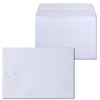 200x Weihnachts-Briefumschläge - DIN B6 - mit Silber-Metallic geprägtem Sternenregen - Farbe: Weiß - Haftklebung, 100 g/m² - 120 x 180 mm - Marke: GUSTAV NEUSER