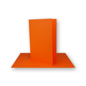 25x Faltkarten DIN A7 in Orange - 10,5 x 7,4 cm - Grammatur: 240 g/m² - Kleine Doppelkarten blanko zum Selbstgestalten und Bedrucken