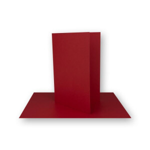 75x Faltkarten-Set DIN A7 - 10,5 x 7,4 cm - mit Umschlägen DIN C7 in Rosenrot (Rot) - Kleine Doppelkarten blanko zum Selbstgestalten und Bedrucken
