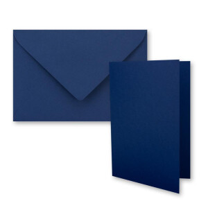 75x Faltkarten-Set DIN A7 - 10,5 x 7,4 cm - mit Umschlägen DIN C7 in Dunkelblau (Blau) - Kleine Doppelkarten blanko zum Selbstgestalten und Bedrucken