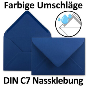 75x Faltkarten-Set DIN A7 - 10,5 x 7,4 cm - mit Umschlägen DIN C7 in Dunkelblau (Blau) - Kleine Doppelkarten blanko zum Selbstgestalten und Bedrucken