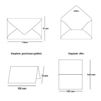 25x Faltkarten DIN A7 - 10,5 x 7,4 cm - mit Umschlägen DIN C7 in Kraftpapier Schwarz - Kleine Doppelkarten blanko zum Selbstgestalten und Bedrucken