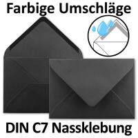 25x Faltkarten-Set DIN A7 - 10,5 x 7,4 cm - mit Umschlägen DIN C7 in Schwarz - Kleine Doppelkarten blanko zum Selbstgestalten und Bedrucken
