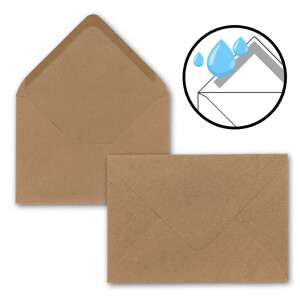 200x Faltkarten-Set DIN A7 - 10,5 x 7,4 cm - mit Umschlägen DIN C7 in Kraftpapier Sandbraun (Braun) - Kleine Doppelkarten blanko zum Selbstgestalten und Bedrucken