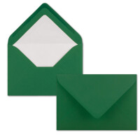 25 x Kartenpaket mit gefütterten Brief-Umschlägen - gerippt - DIN A6/C6 - Dunkelgrün - 10,5 x 14,8 cm - Nassklebung - NEUSER PAPIER