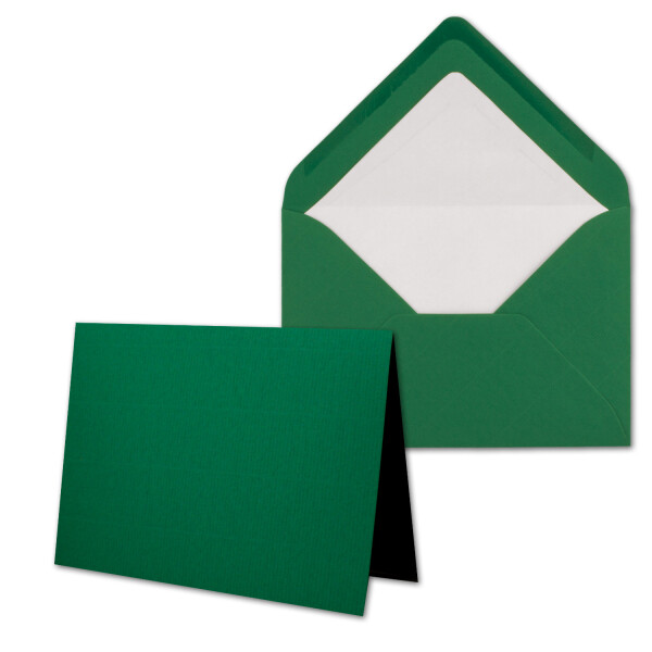 75 x Kartenpaket mit gefütterten Brief-Umschlägen - gerippt - DIN A6/C6 - Dunkelgrün - 10,5 x 14,8 cm - Nassklebung - NEUSER PAPIER